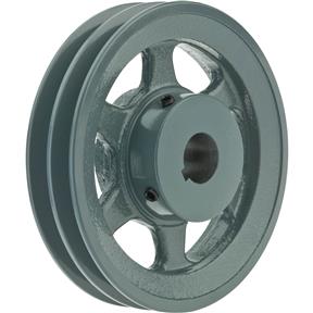 Double V-Groove Pulley - 6" Pitch Dia., 1" Bore