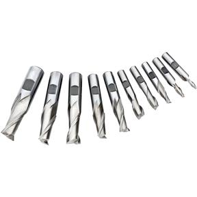 10 pc. 2 Flute HSS End Mill Set