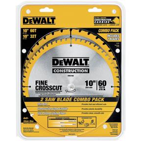 DW3106P5 10" x 5/8" 32t, 60t Thin Construction Blades Combo Blade pk.