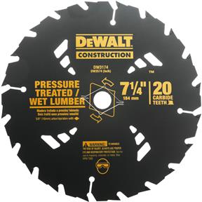 DW3174 7-1/4" x 5/8" 20t ATB .060 Wet Lumber Blade