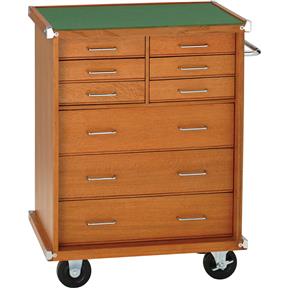26" Oak 9 Drawer Cabinet