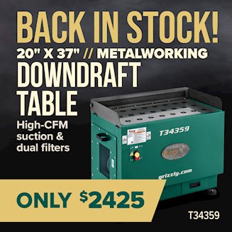 Banner for 10-21 Back in Stock Downdraft Table T34359
