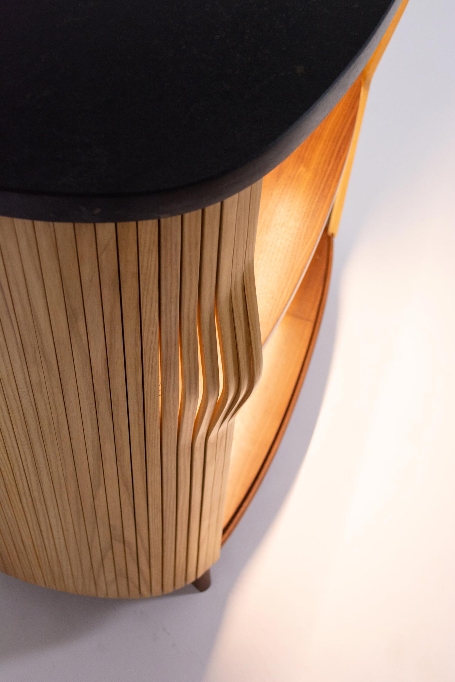 Second Photo of The Winning Project for Young Wood Pro 2025 showing a close-up on the handle of the cabinet