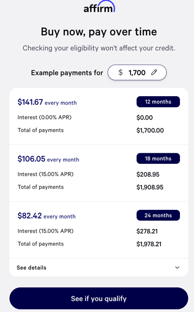 Affirm step 3 - pay over time
