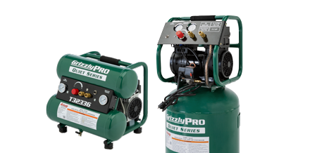 two air compressors on a solid color background
