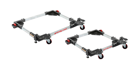 two mobile bases of different sizes on a solid color background