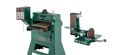 two different kinds of sanders on a solid color background