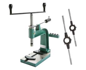 some tap and die handles and a hand-tapping machine