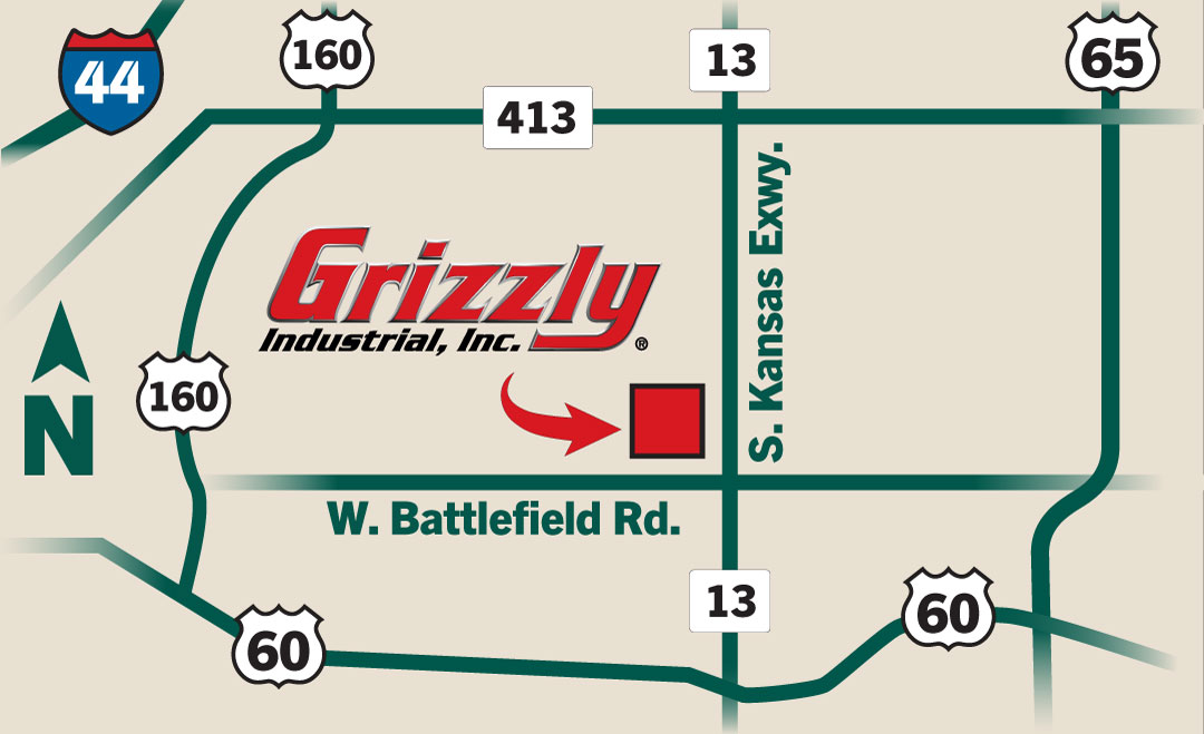 A map of the Grizzly showroom in Springfield, MO