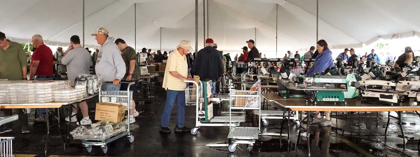 Customers shopping during the tent sale