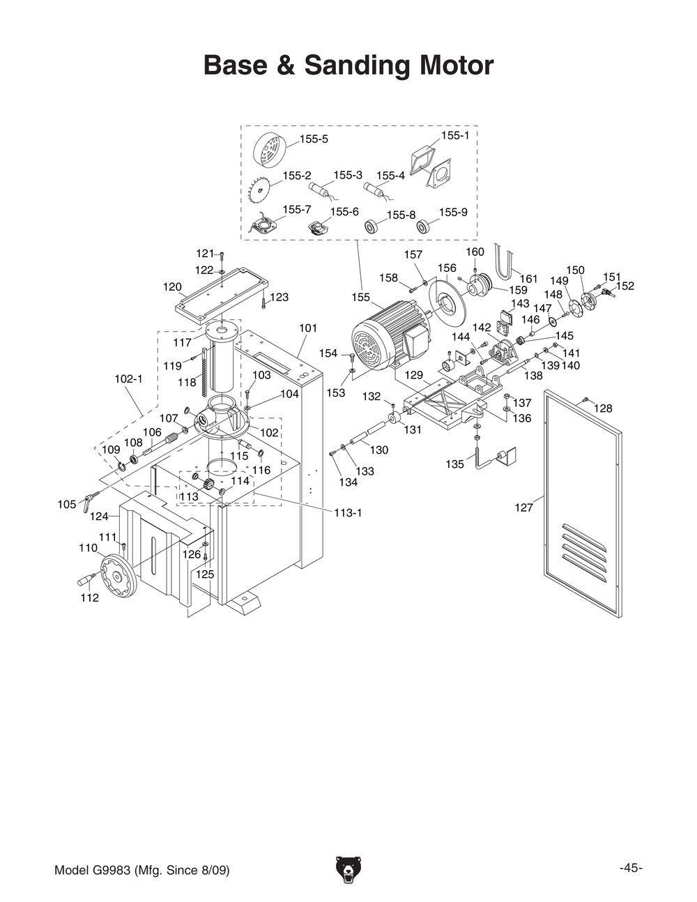 Parts for 15" WideBelt Sander (Open End) Grizzly Industrial