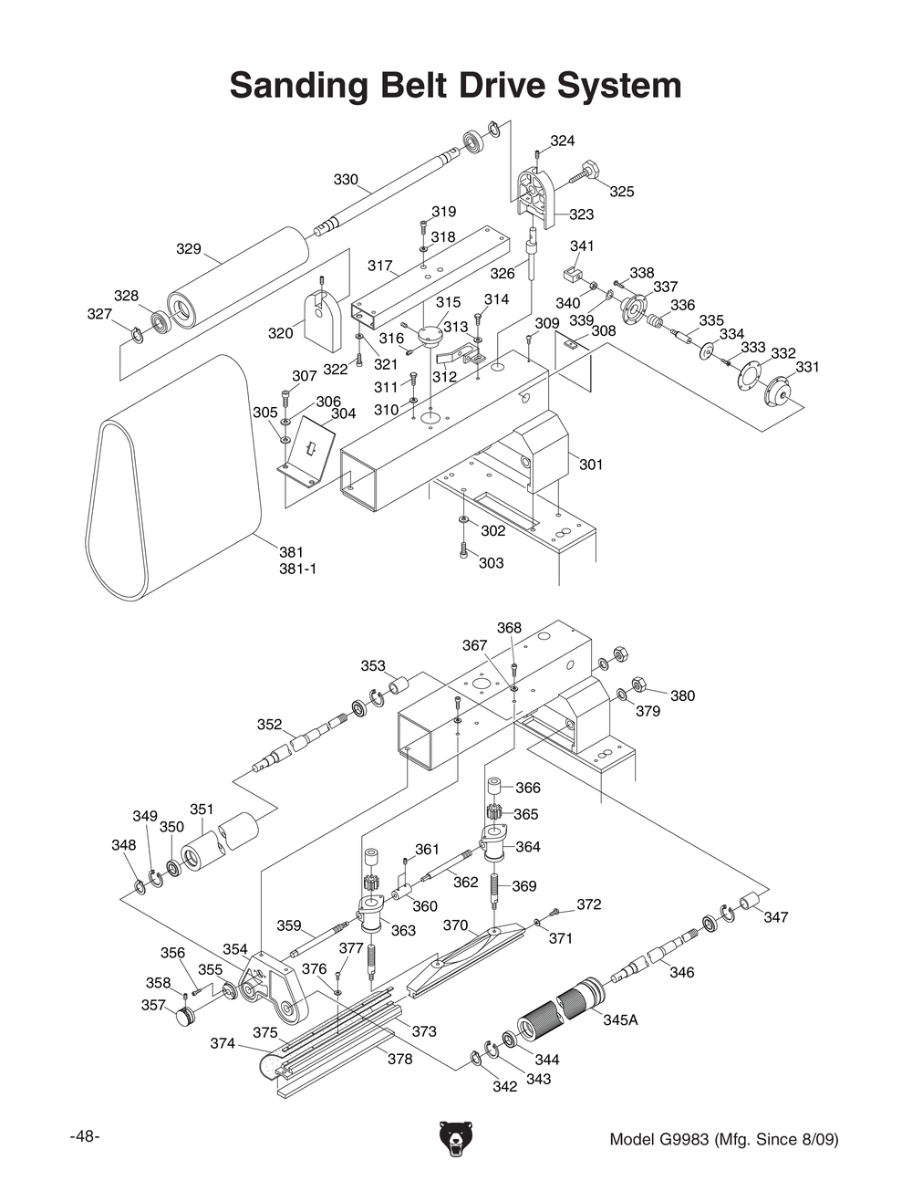 Parts for 15" WideBelt Sander (Open End) Grizzly Industrial
