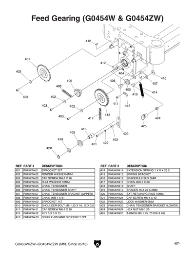 Parts for G0454ZW 20