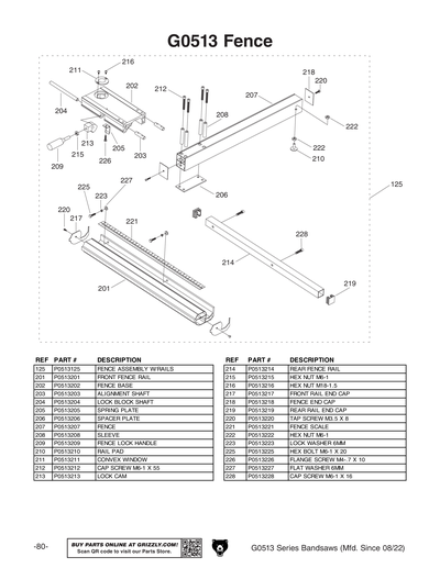 Part Diagram for G0513A40