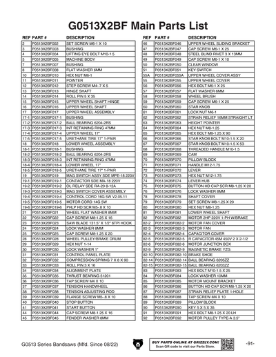 Part Diagram for G0513A40