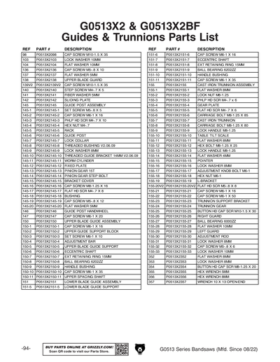 Part Diagram for G0513A40