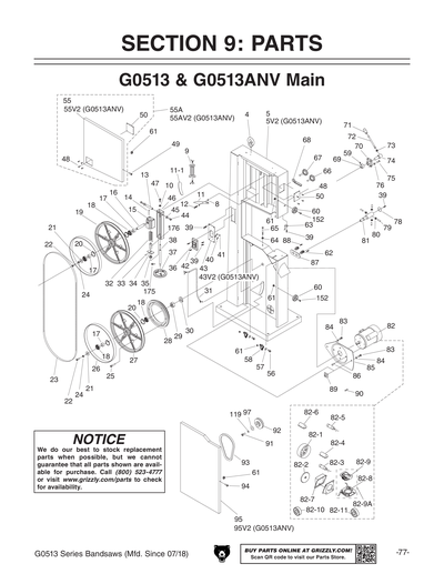 Parts for G0513ANV 17