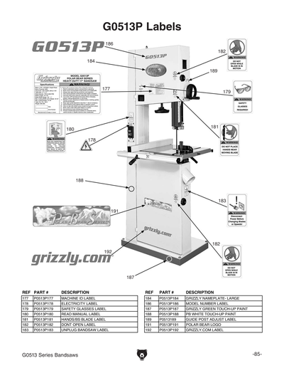 Part Diagram for G0513P