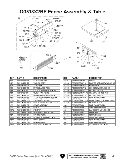 Part Diagram for G0513X2