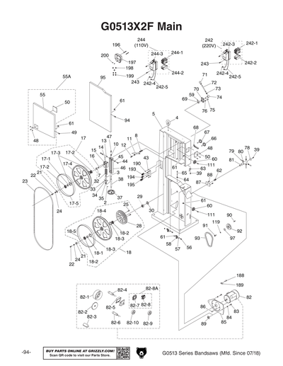 Part Diagram for G0513X2B