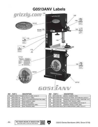 Part Diagram for G0513X2F