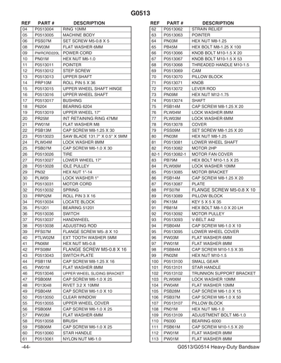 Part Diagram for G0514
