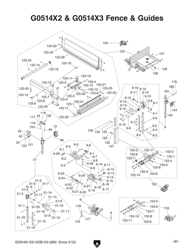 Parts for G0514X2 19