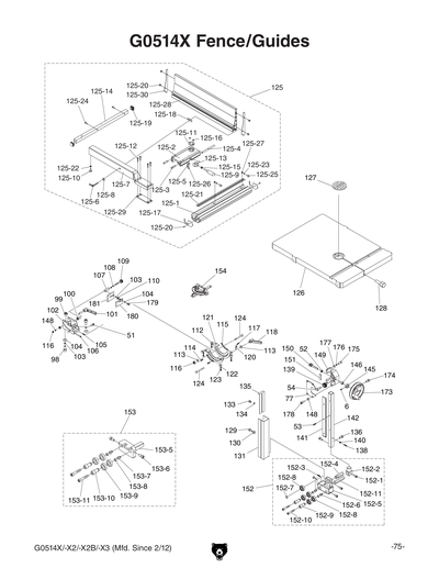 Part Diagram for G0514X