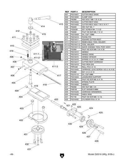 Part Diagram for G0516