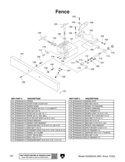 Part Diagram for G0526A40