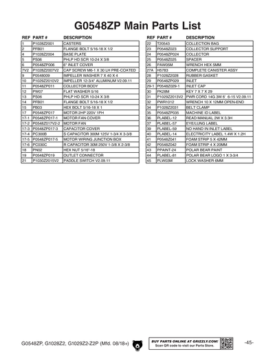 Part Diagram for G0548ZP