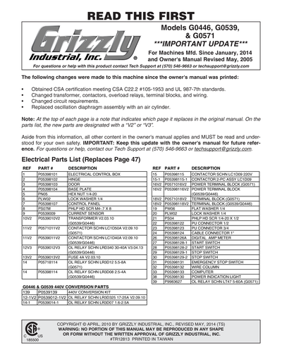 Part Diagram for G0571