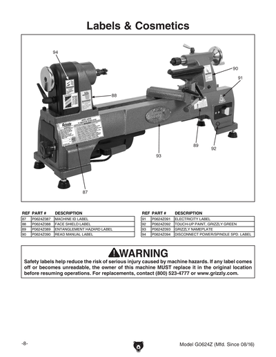 Part Diagram for G0624Z