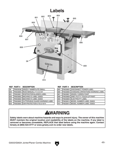 Part Diagram for G0633