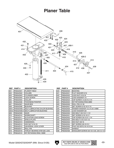 Part Diagram for G0634XP