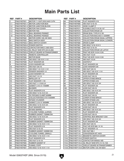 Part Diagram for G0637HEP