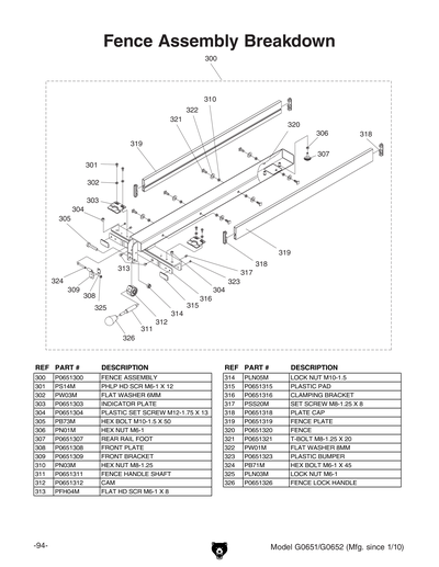 Part Diagram for G0652