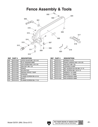 Part Diagram for G0701