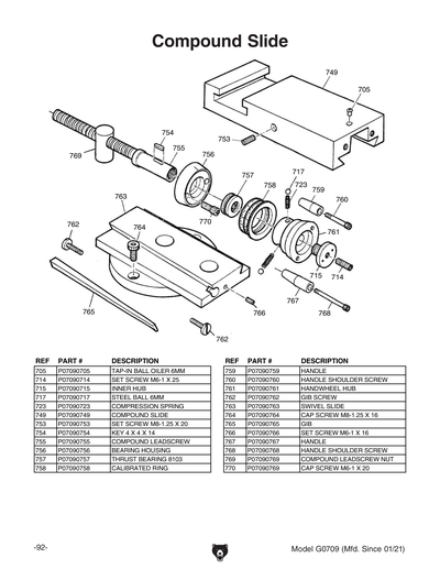 Part Diagram for G0709