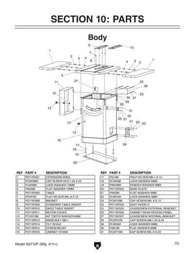 Part Diagram for G0715P