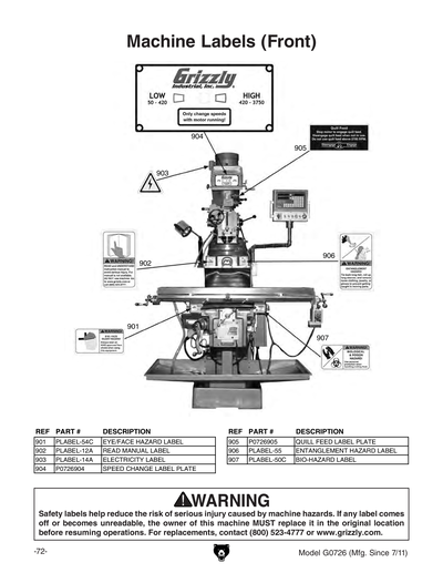 Part Diagram for G0726