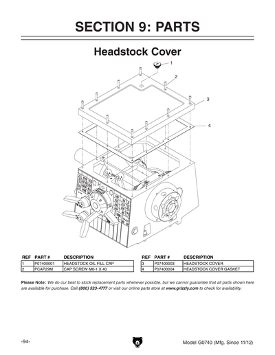 Part Diagram for G0740