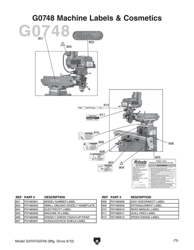 Part Diagram for G0747