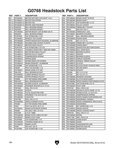 Part Diagram for G0748