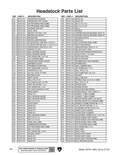 Part Diagram for G0751