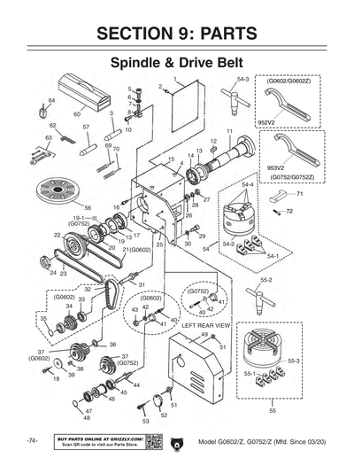 Parts for G0752Z 10