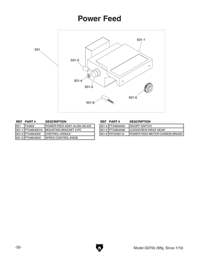 Part Diagram for G0755