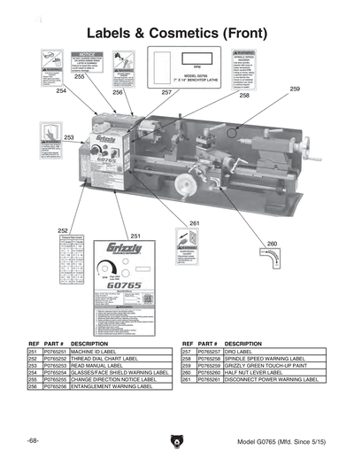Part Diagram for G0765
