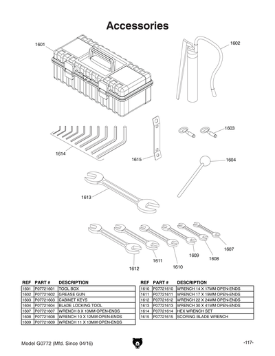 Part Diagram for G0772