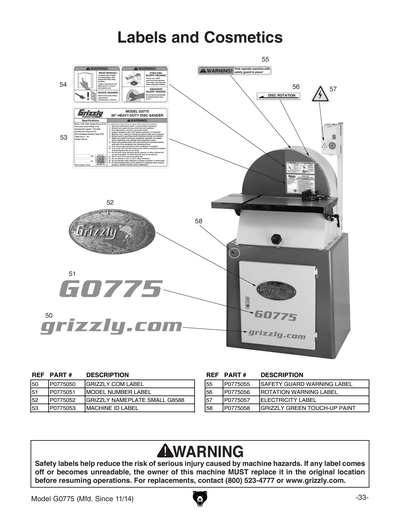 Part Diagram for G0775